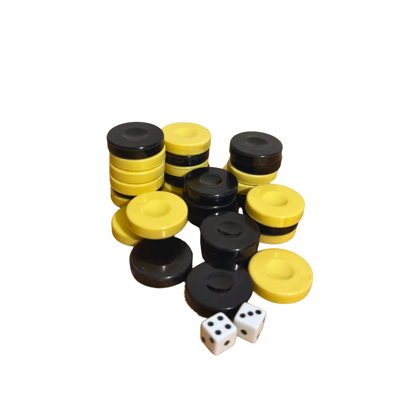 Ensemble Original de Pions de Backgammon – Blanc & Noir avec Dés