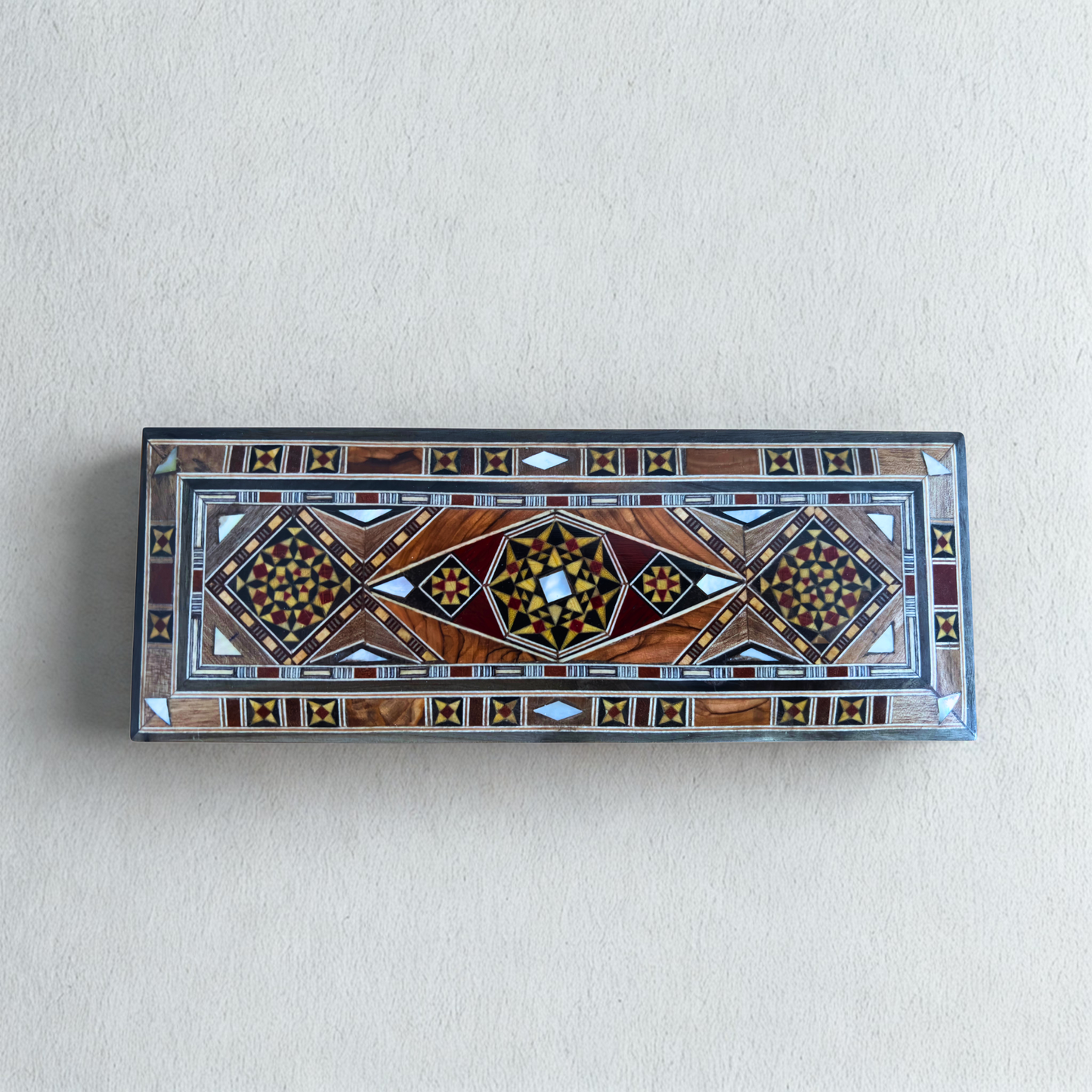 Scatola Damascena per Gioielli, Penne e Rosario – Fatto a Mano con Madreperla