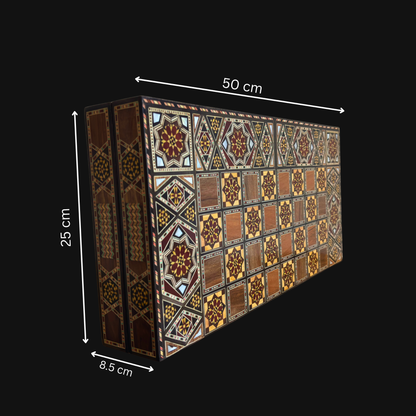 Mesa de Backgammon e Xadrez Damasquina Feita à Mão por Gaby Al Dayeh – Obra-Prima com Incrustações de Madrepérola