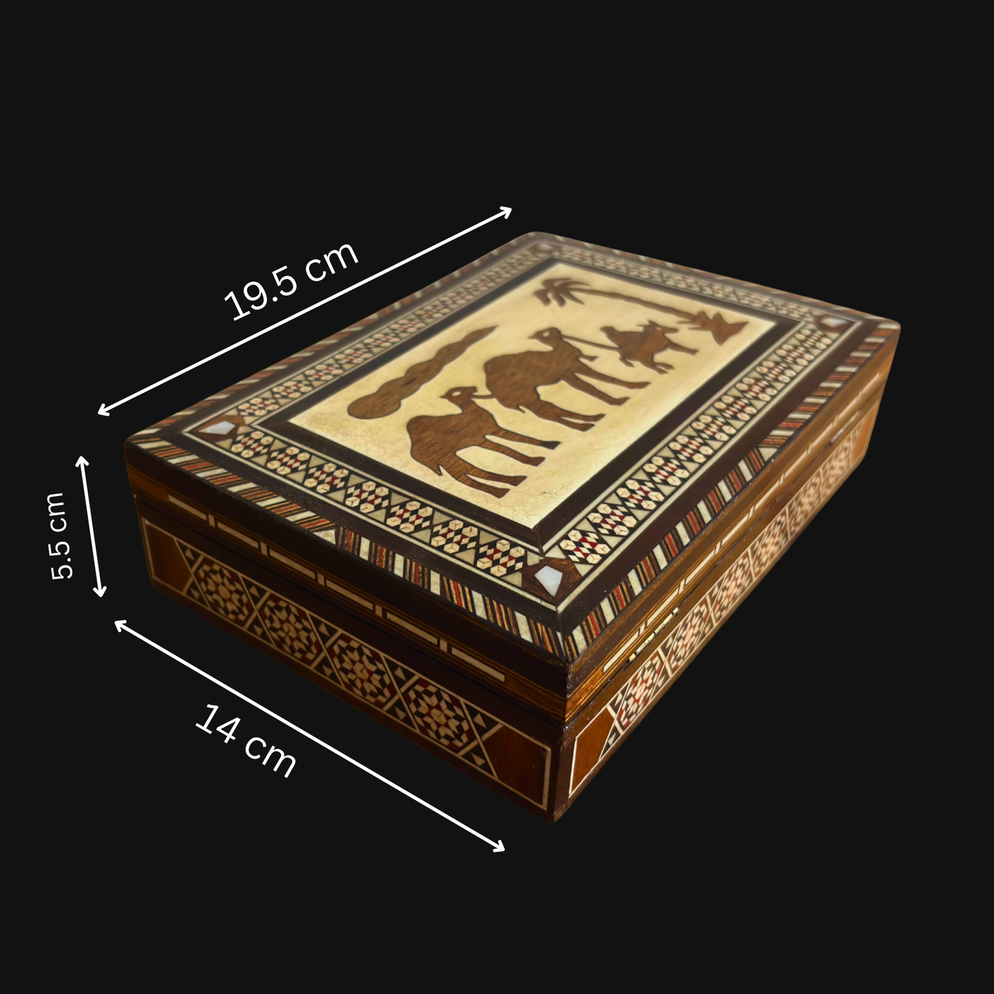 Caixa de Joias Damasquina Vintage 1970 – Arte dos Camelos com Madrepérola