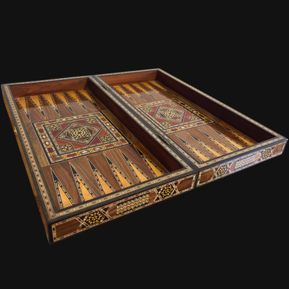 Mesa de Backgammon e Xadrez Damasquina Feita à Mão por Gaby Al Dayeh – Obra-Prima com Incrustações de Madrepérola