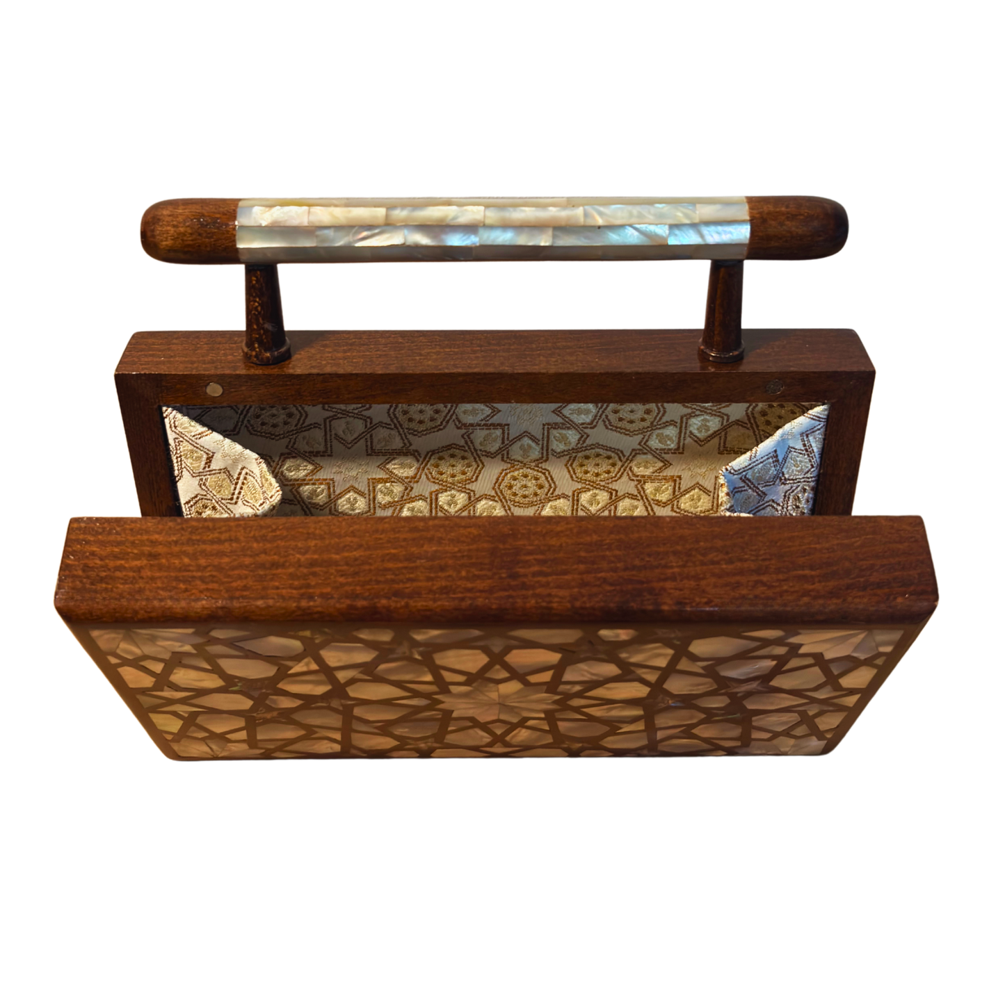 Falak – Luxury Damascene Clutch with Mother of Pearl & Brocade Interior