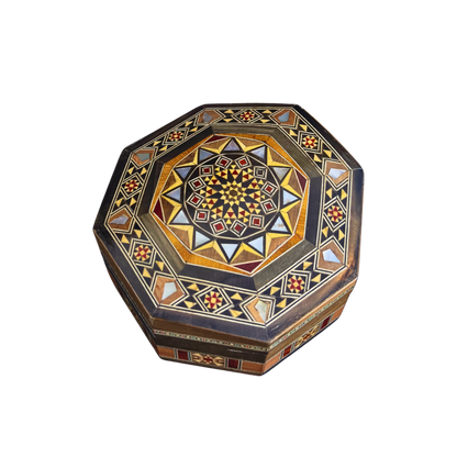 Elegant Damascene Mosaic Box – Mother of Pearl & Velvet
