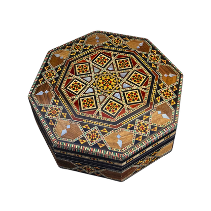 Handgefertigte Mosaik-Schatulle aus Damaskus – Perlmutt & Samt