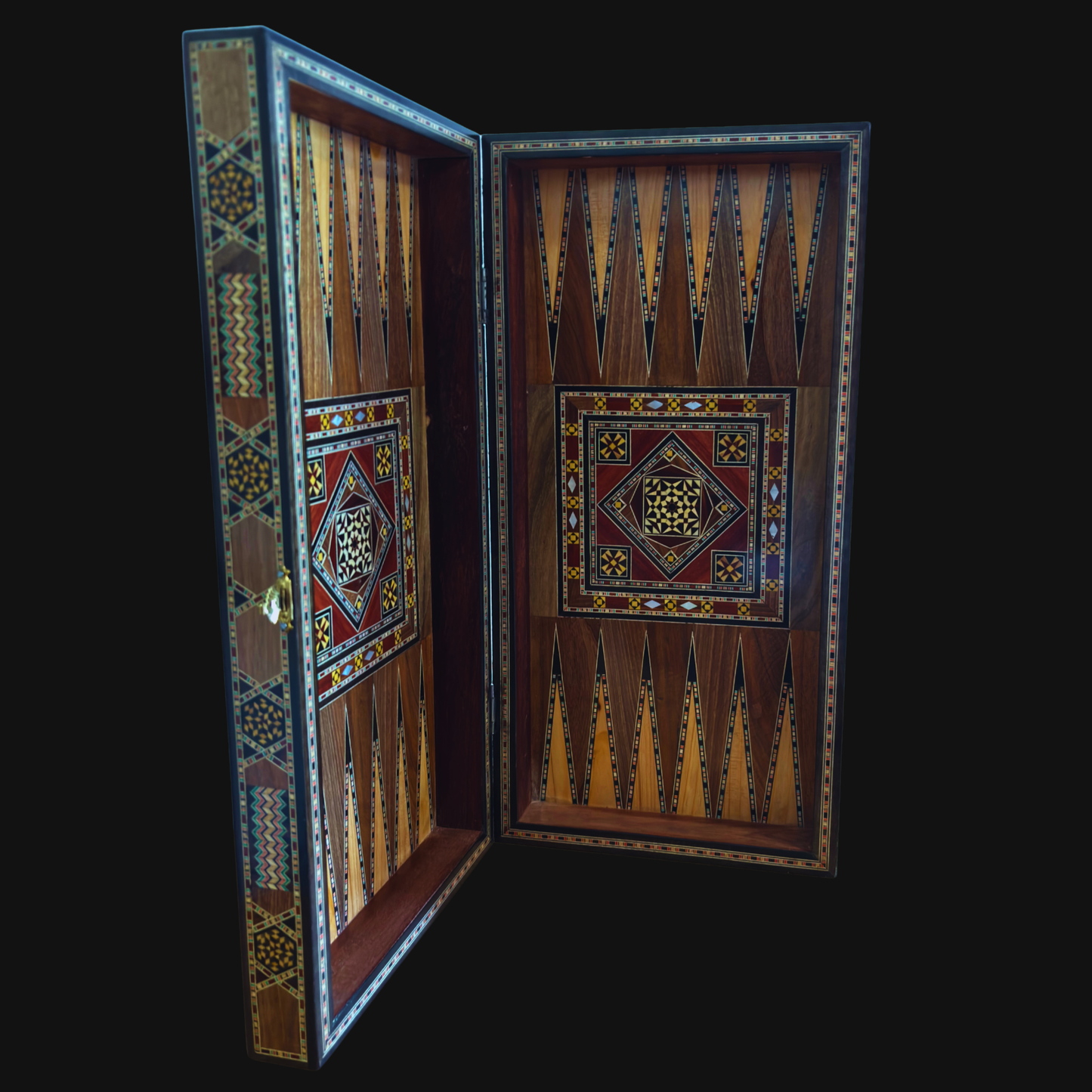 Mesa de Backgammon e Xadrez Damasquina Feita à Mão por Gaby Al Dayeh – Obra-Prima com Incrustações de Madrepérola