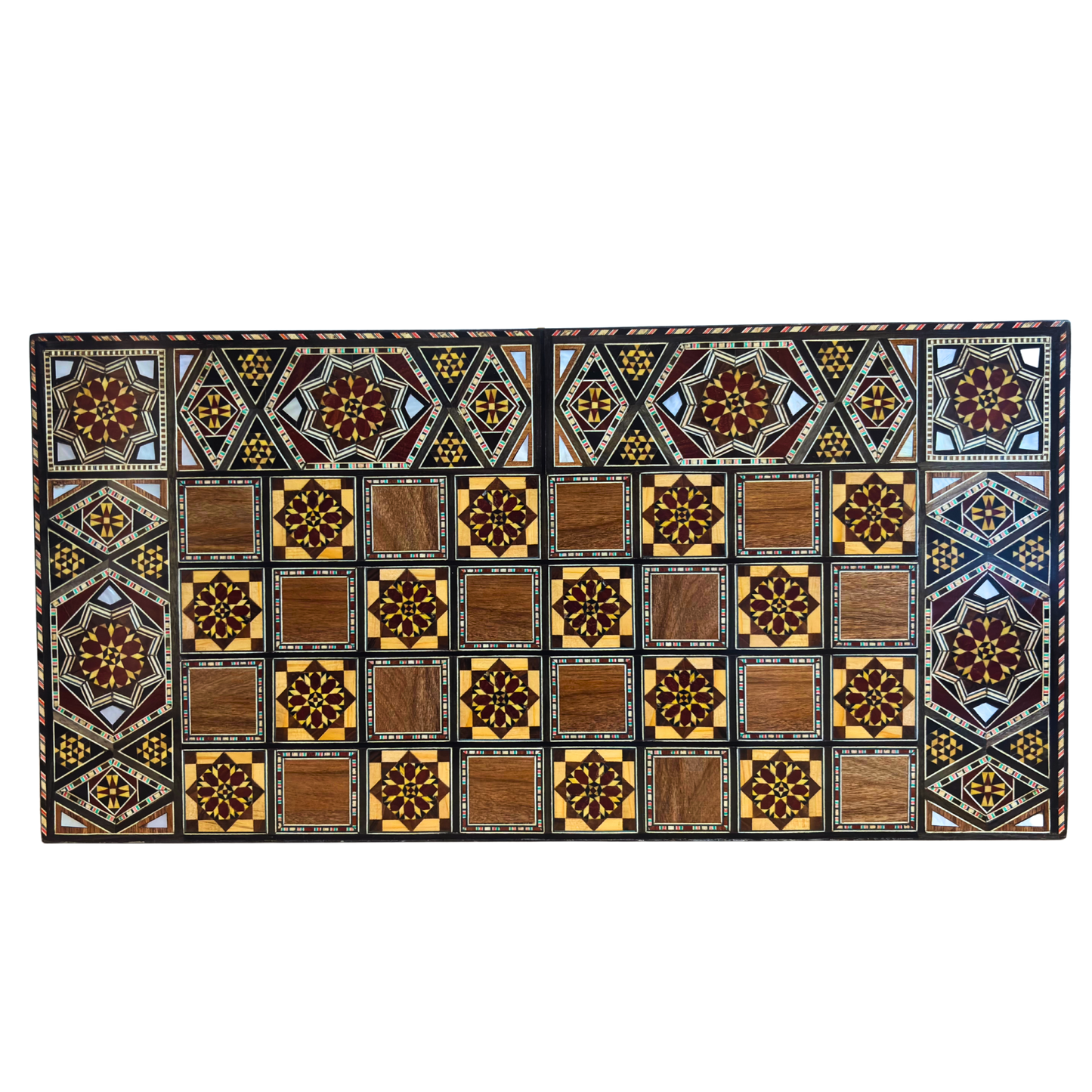 Mesa de Backgammon e Xadrez Damasquina Feita à Mão por Gaby Al Dayeh – Obra-Prima com Incrustações de Madrepérola