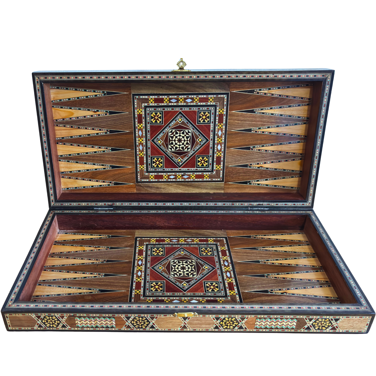 Mesa de Backgammon e Xadrez Damasquina Feita à Mão por Gaby Al Dayeh – Obra-Prima com Incrustações de Madrepérola