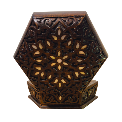 صندوق محفور يدوي فاخر – تطعيم بالصدف وأناقة مخملية