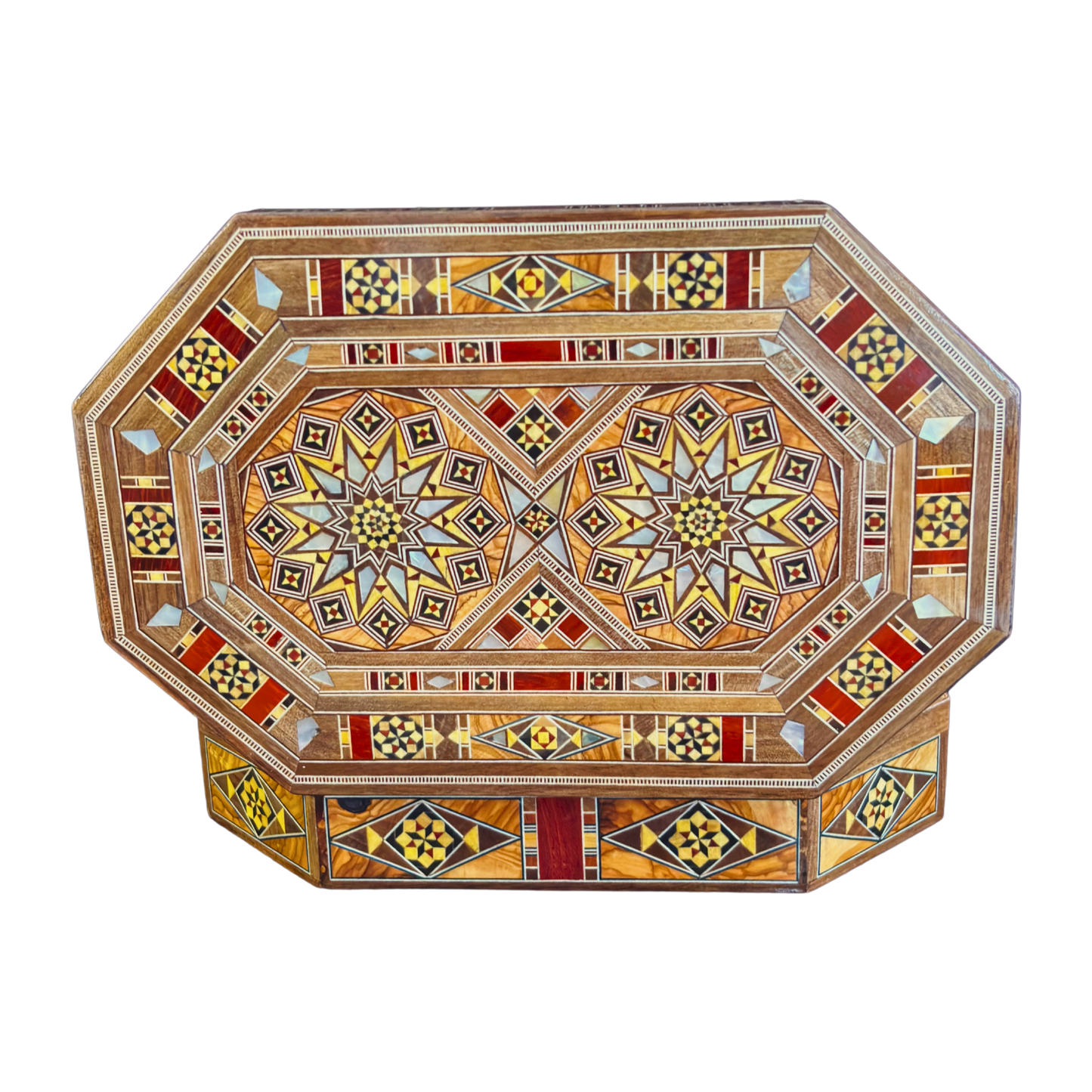 Handcrafted Damascene Mosaic Box – Mother of Pearl & Velvet Elegance