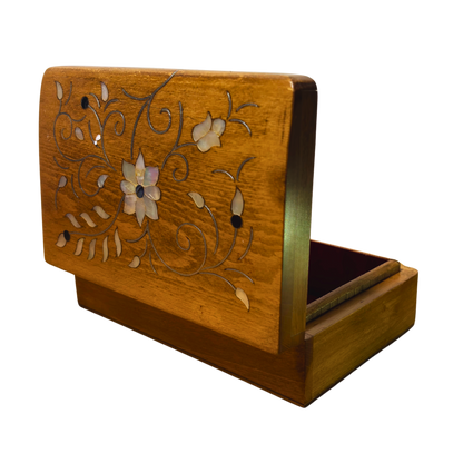 Caja Damasquina de Lujo Hecha a Mano – Nácar y Terciopelo