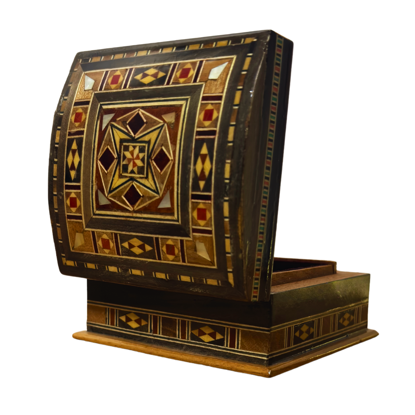 Handcrafted Mosaic Box – Traditional Damascus Art & Velvet Interior