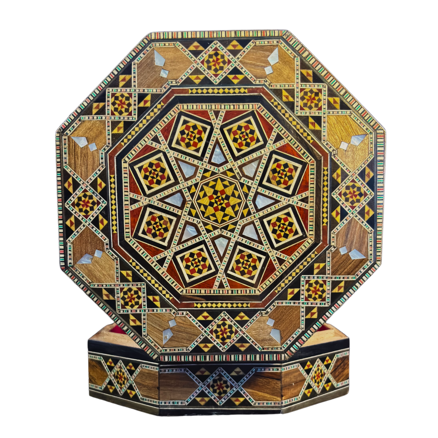 Handgefertigte Mosaik-Schatulle aus Damaskus – Perlmutt & Samt