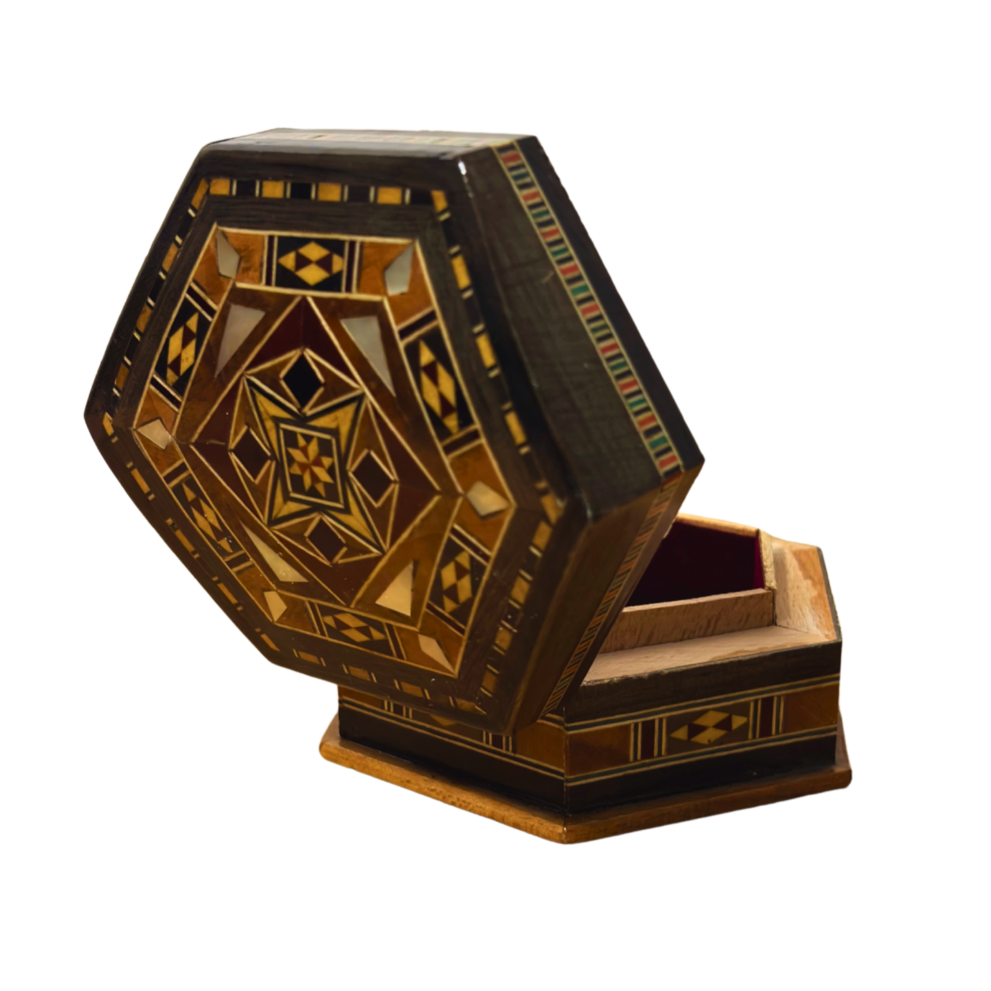 Handcrafted Mosaic Box – Traditional Damascus Art & Velvet Interior