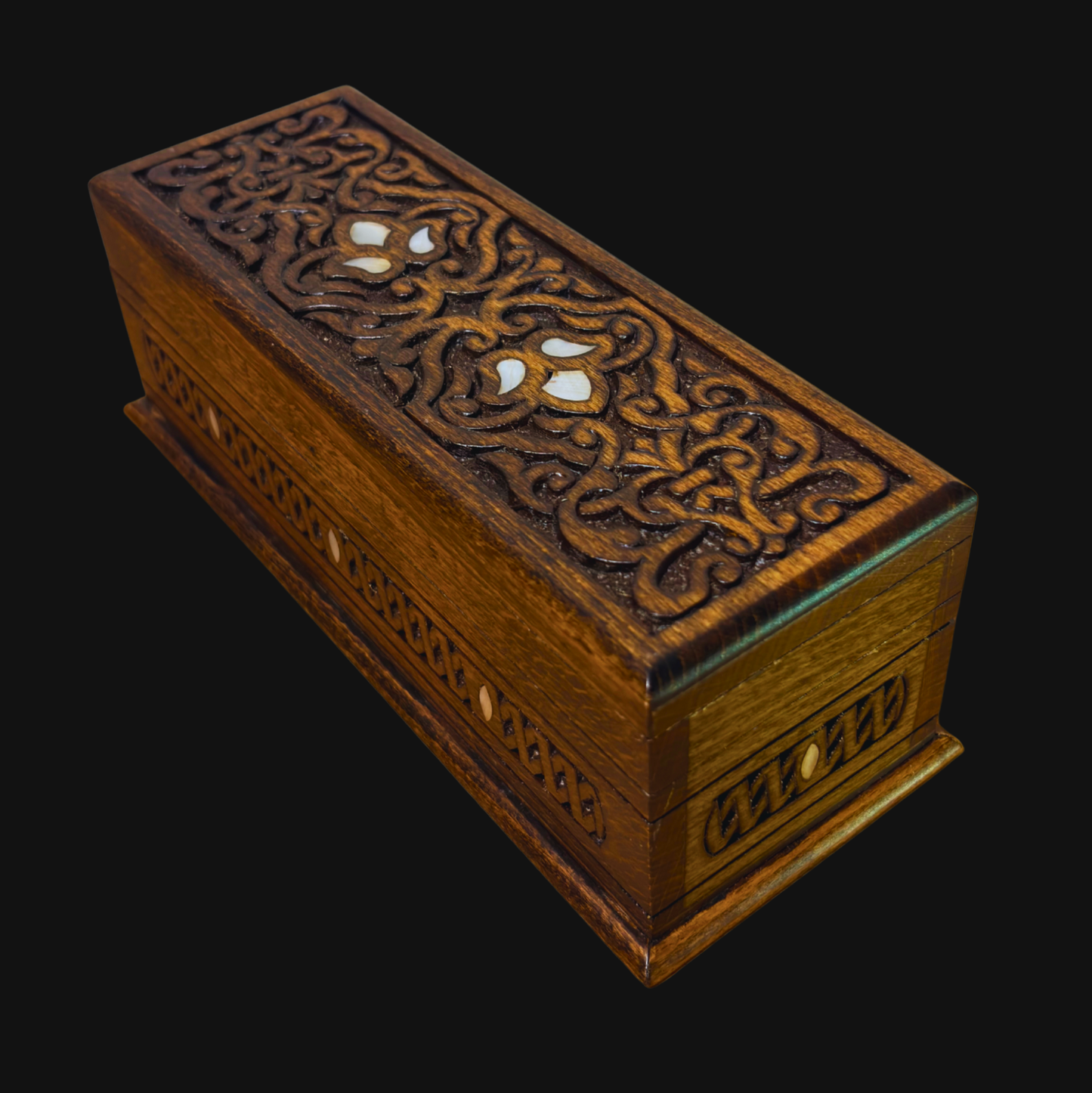 Luksusowa Ręcznie Rzeźbiona Szkatułka z Damaszku – Masa Perłowa & Aksamit