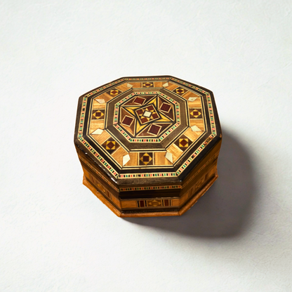 Scatola in Mosaico Artigianale di Damasco – Arte Tradizionale & Velluto