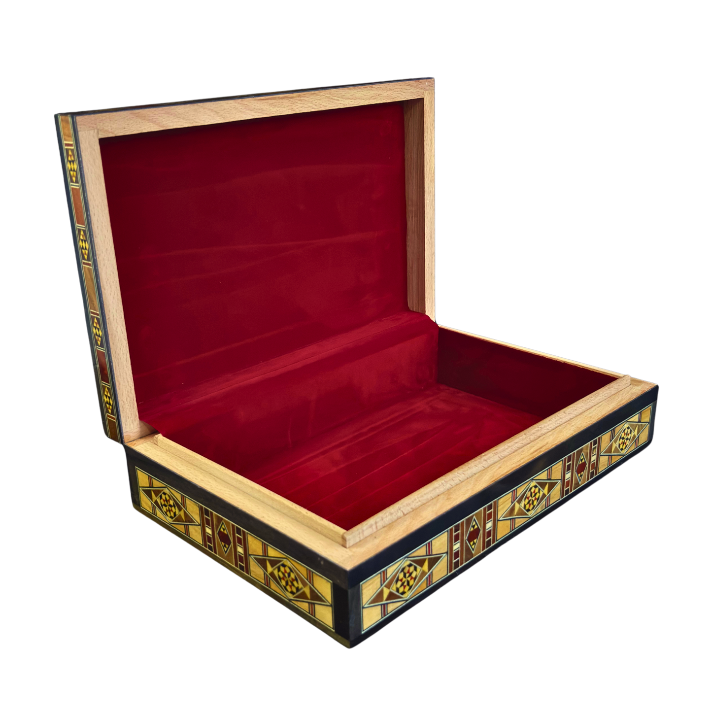 Handcrafted Mosaic Box – Damascene Art & Velvet Interior