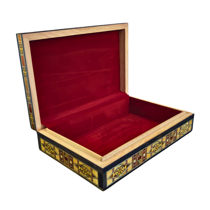 Handcrafted Mosaic Box – Damascene Art & Velvet Interior