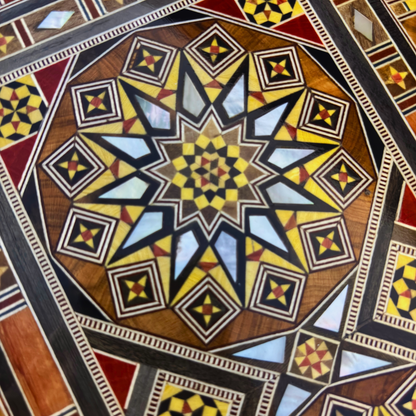 Handcrafted Mosaic Box – Damascene Art & Velvet Interior