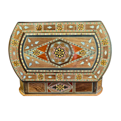 Elegant Mosaic Box – Damascene Art & Velvet Interior