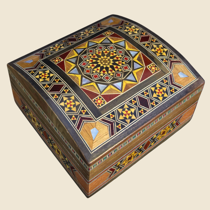Elegant Damascene Mosaic Box – Mother of Pearl & Velvet