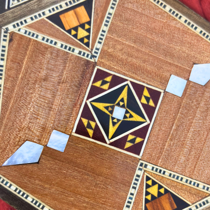 Luxury Damascene Mosaic Clutch with Mother of Pearl & Brocade Interior