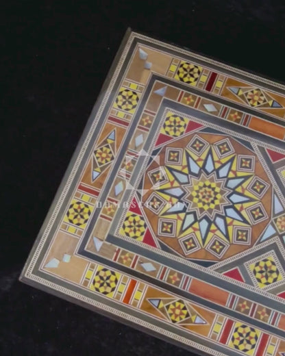 Handcrafted Mosaic Box – Damascene Art & Velvet Interior