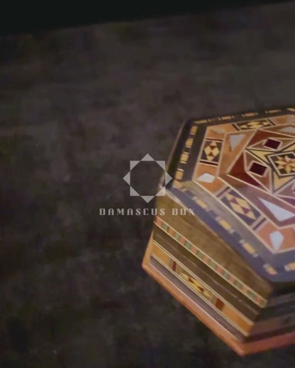 Handcrafted Mosaic Box – Traditional Damascus Art & Velvet Interior