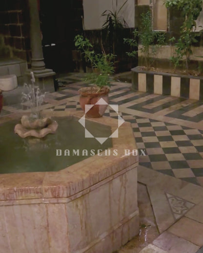 Yasmine – Clutch Damasquina de Luxo com Madrepérola & Forro de Brocado